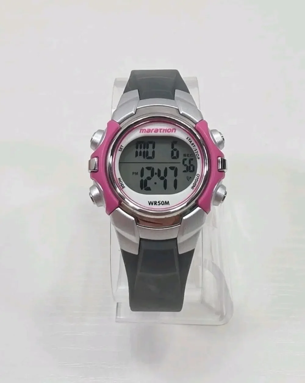 Marathon T5K646 Indiglo WR 50M Digital Pink & Gray Women's Watch New Battery 277